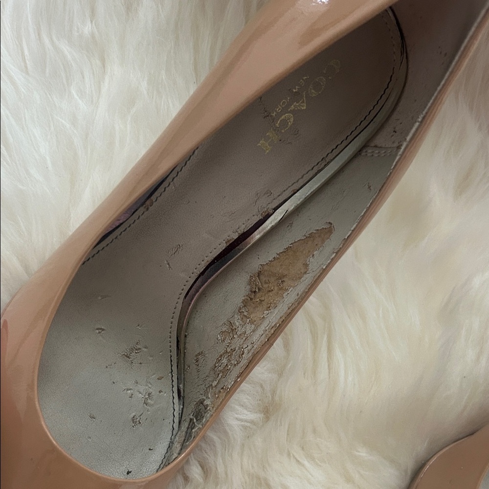 COACH Womens Beige Giovanna Patent Leather Heels Sz 7.5 - Picture 11 of 17